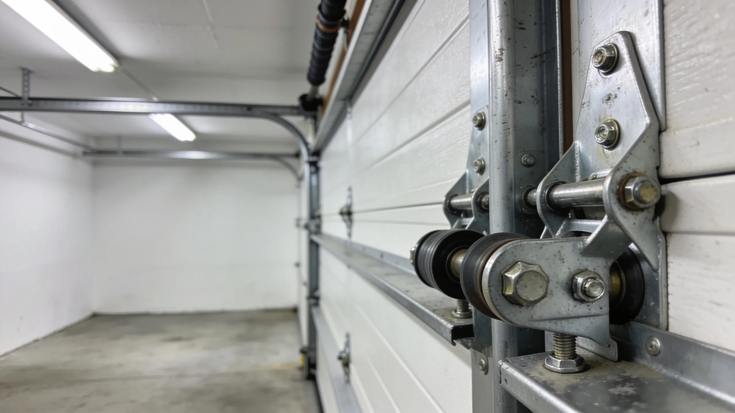 Garage door mechanics illustrating components related to noise issues